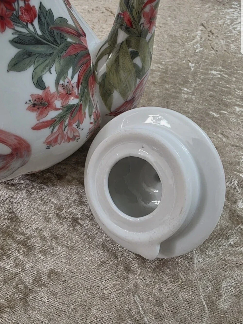 Kent Pottery Flamingo Floral Porcelain Teapot Floral Decorative Shabby Chic NEW